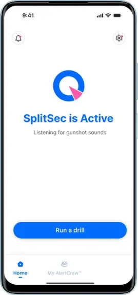 SplitSec app home screen