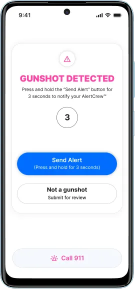 Gunshot detected screen
