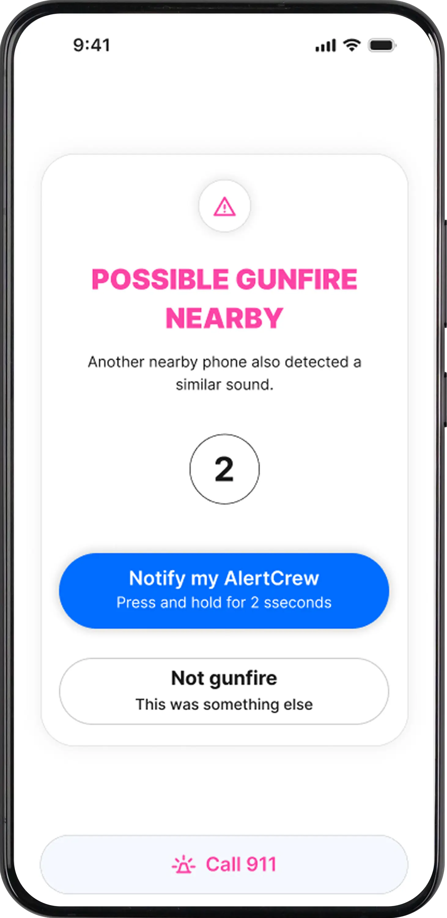 Gunshot detected screen